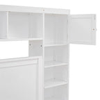 Queen Size Platform Bed with Storage Drawers, Headboard Shelves, and Built-In Outlets