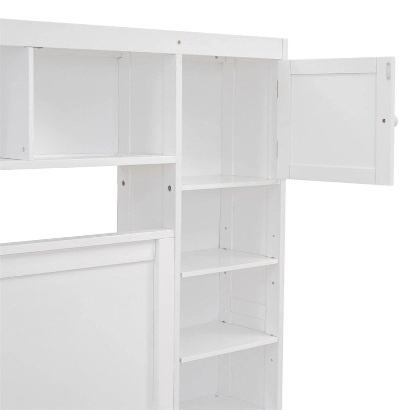 Queen Size Platform Bed with Storage Drawers, Headboard Shelves, and Built-In Outlets