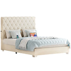 Upholstered Platform Bed Frame with High Headboard and USB Ports