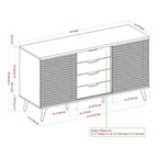 59-Inch Sideboard with 4 Drawers and 2 Sliding Slat Doors