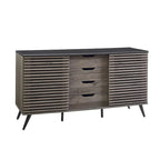 59-Inch Sideboard with 4 Drawers and 2 Sliding Slat Doors