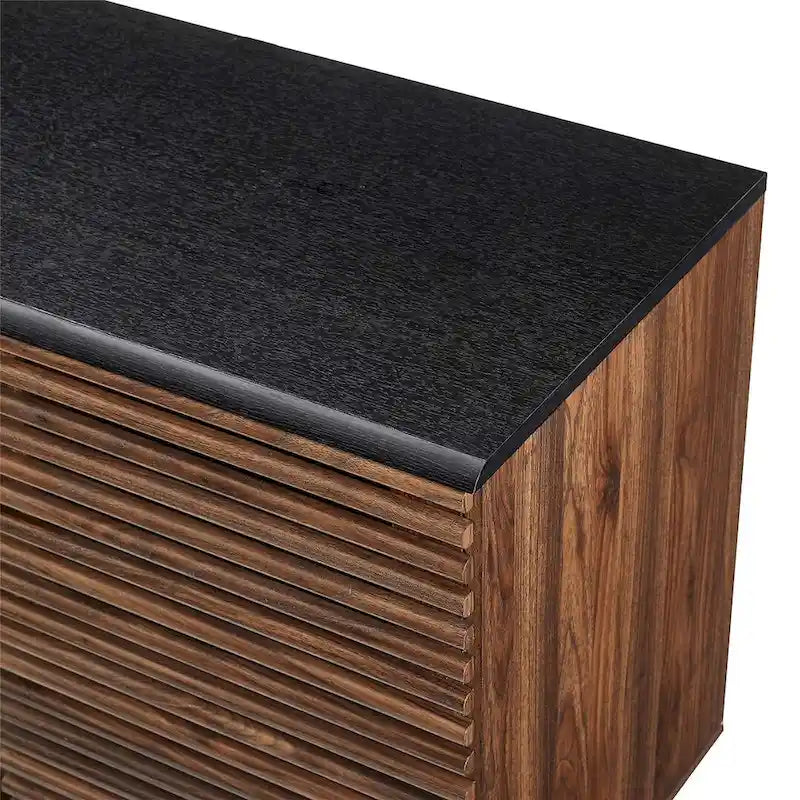 59-Inch Sideboard with 4 Drawers and 2 Sliding Slat Doors