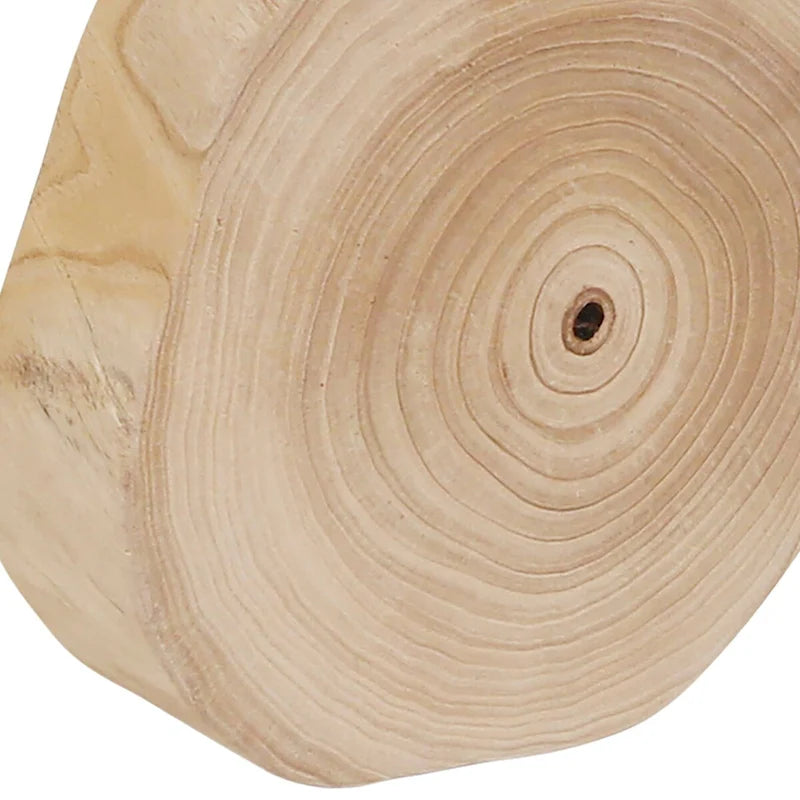 Wooden Stool with Live-Edge Round Top and Triangle Footrest, 11x11x16 In, Natural Finish