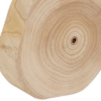 Wooden Stool with Live-Edge Round Top and Triangle Footrest, 11x11x16 In, Natural Finish