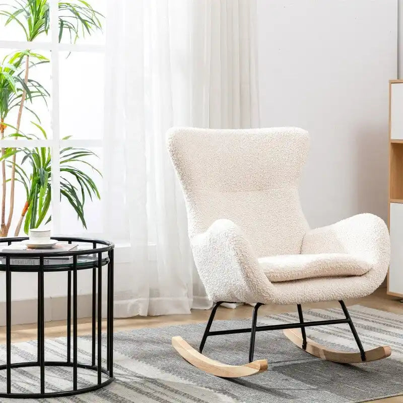 Teddy Fabric Padded Seat Rocking Chair