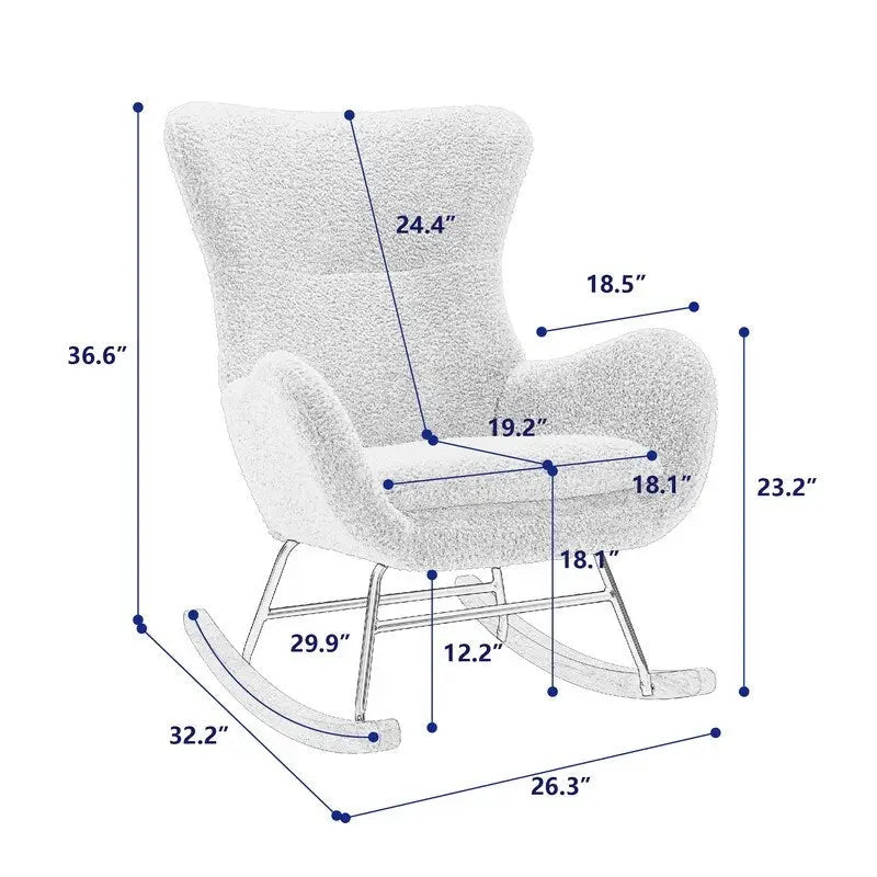 Teddy Fabric Padded Seat Rocking Chair