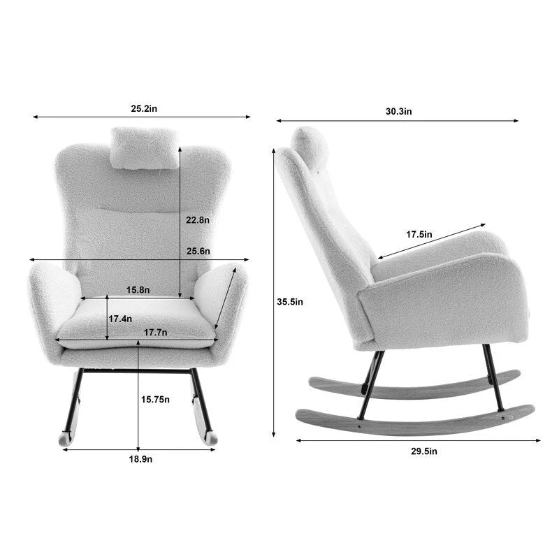 Teddy Fabric Padded Seat Rocking Chair