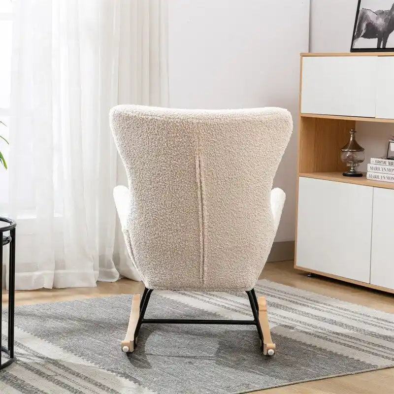 Teddy Fabric Padded Seat Rocking Chair