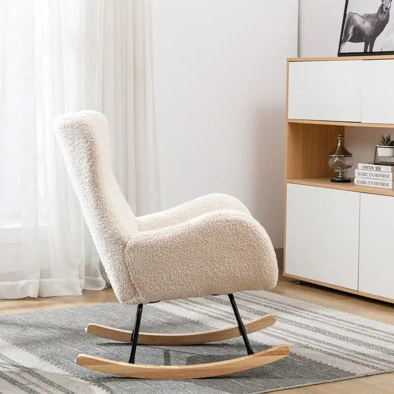 Teddy Fabric Padded Seat Rocking Chair