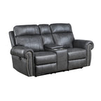 75 Inch Manual Recliner Loveseat with Storage Console, Gray Faux Leather