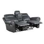 75 Inch Manual Recliner Loveseat with Storage Console, Gray Faux Leather