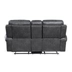 75 Inch Manual Recliner Loveseat with Storage Console, Gray Faux Leather