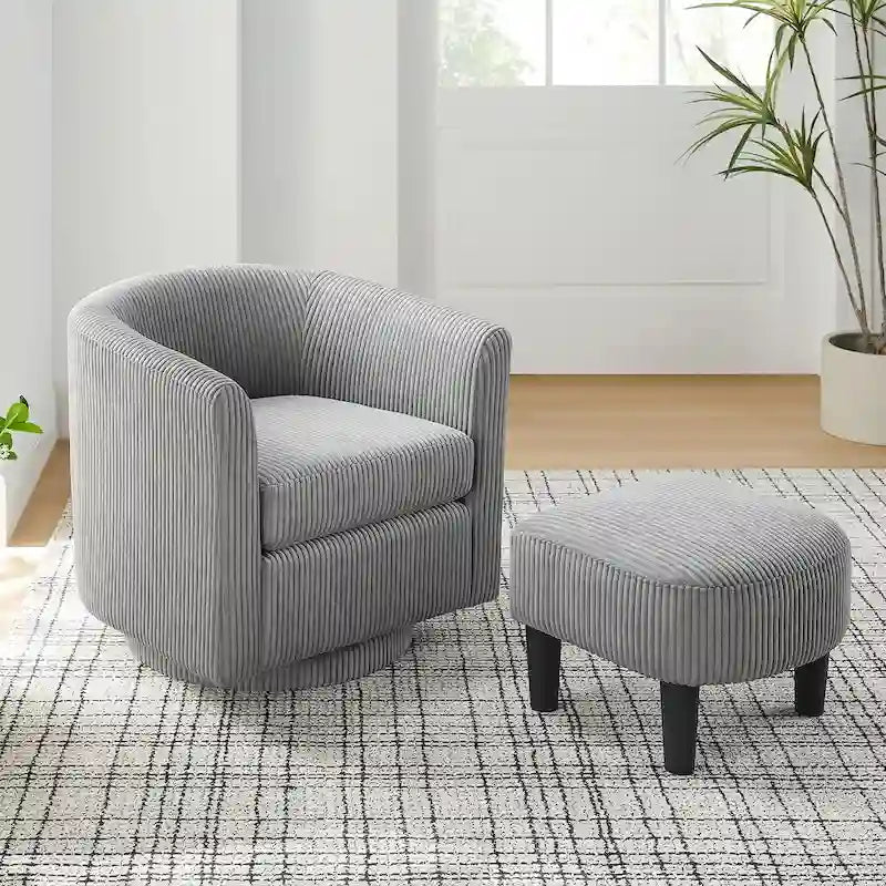 Swivel Accent Chair with Ottoman
