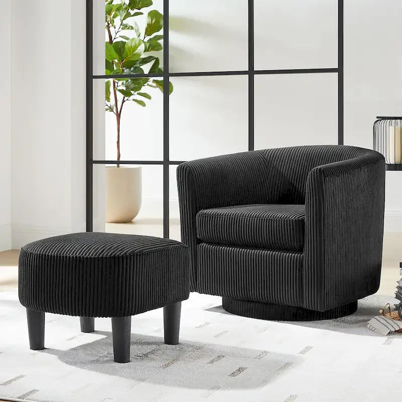 Swivel Accent Chair with Ottoman