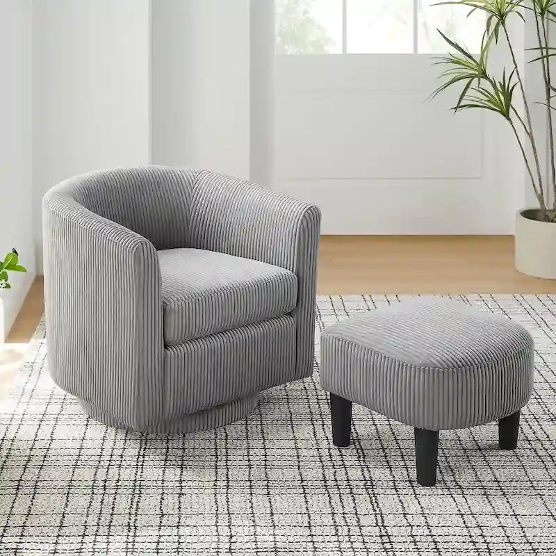 Swivel Accent Chair with Ottoman