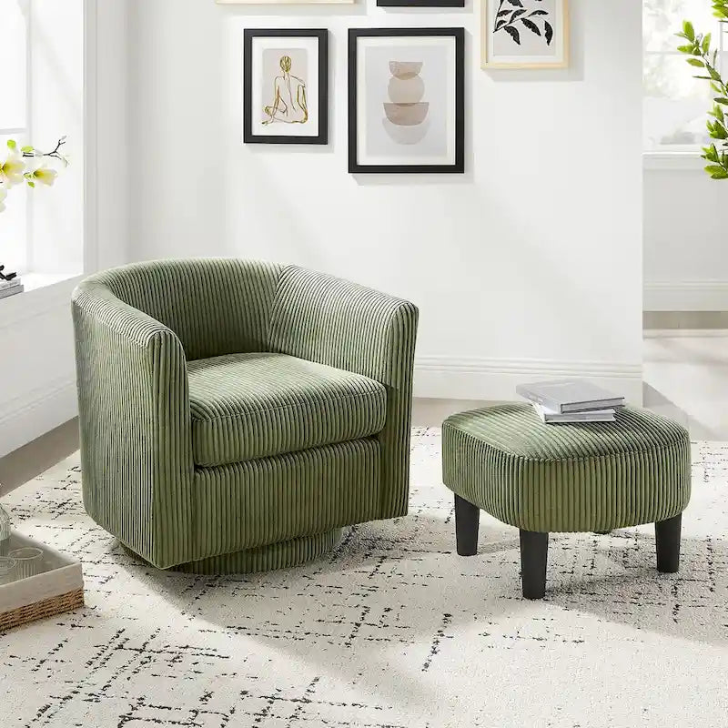 Swivel Accent Chair with Ottoman