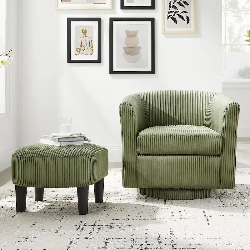 Swivel Accent Chair with Ottoman