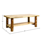 Lodge Pole Pine Coffee Table with Lower Shelf
