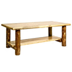 Lodge Pole Pine Coffee Table with Lower Shelf