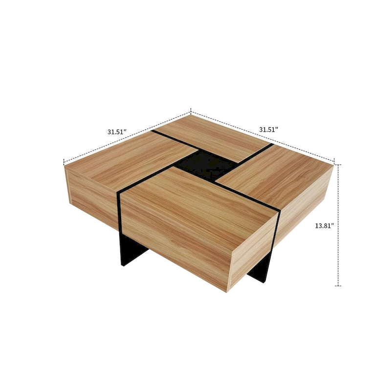 Wooden Coffee Table with Sliding Top and Hidden Storage