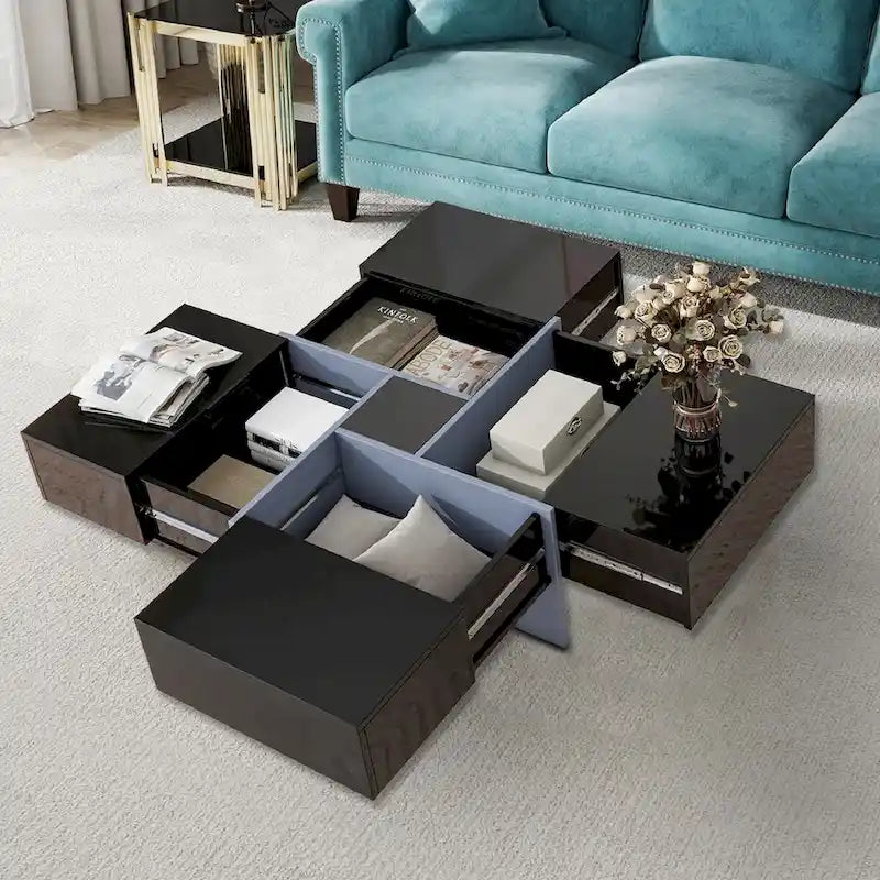 Wooden Coffee Table with Sliding Top and Hidden Storage