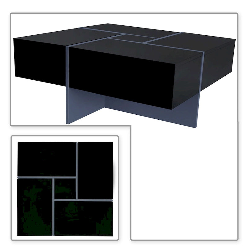 Wooden Coffee Table with Sliding Top and Hidden Storage