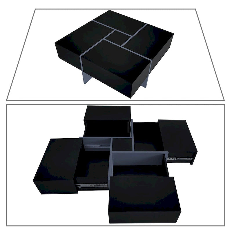 Wooden Coffee Table with Sliding Top and Hidden Storage