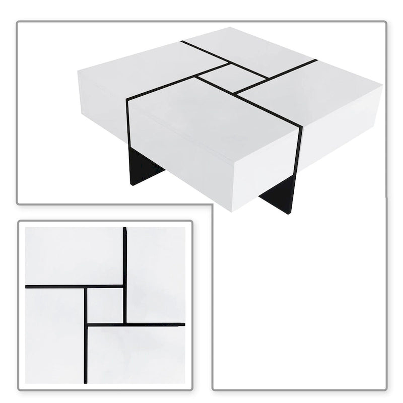 Wooden Coffee Table with Sliding Top and Hidden Storage