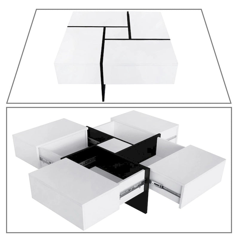 Wooden Coffee Table with Sliding Top and Hidden Storage
