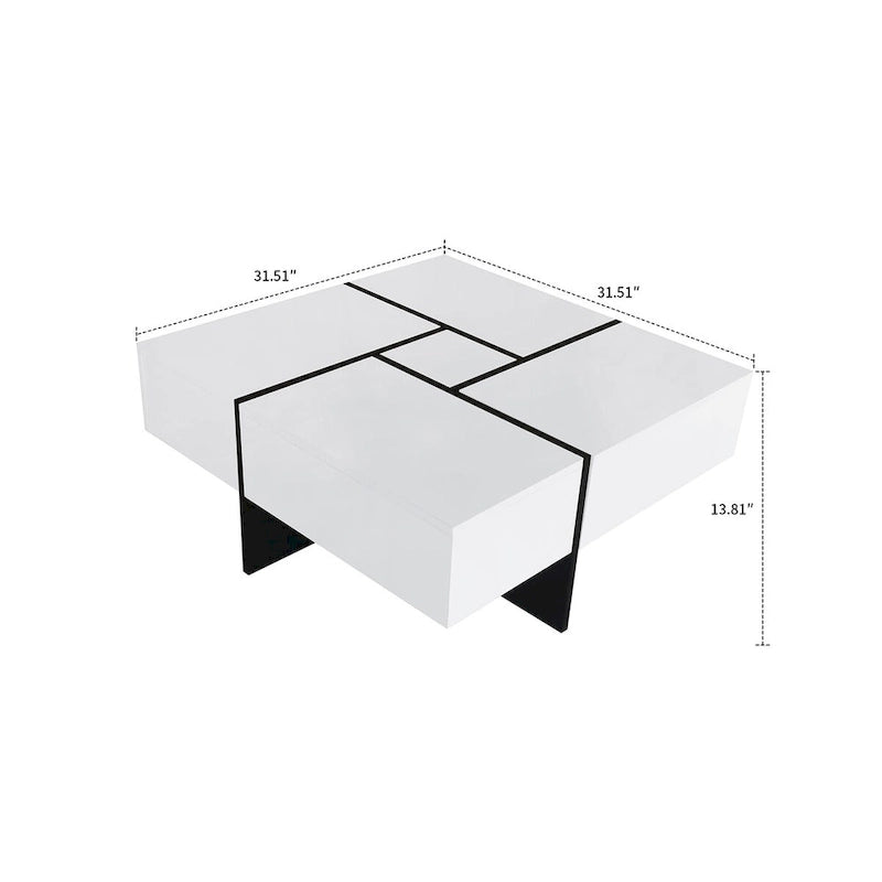 Wooden Coffee Table with Sliding Top and Hidden Storage