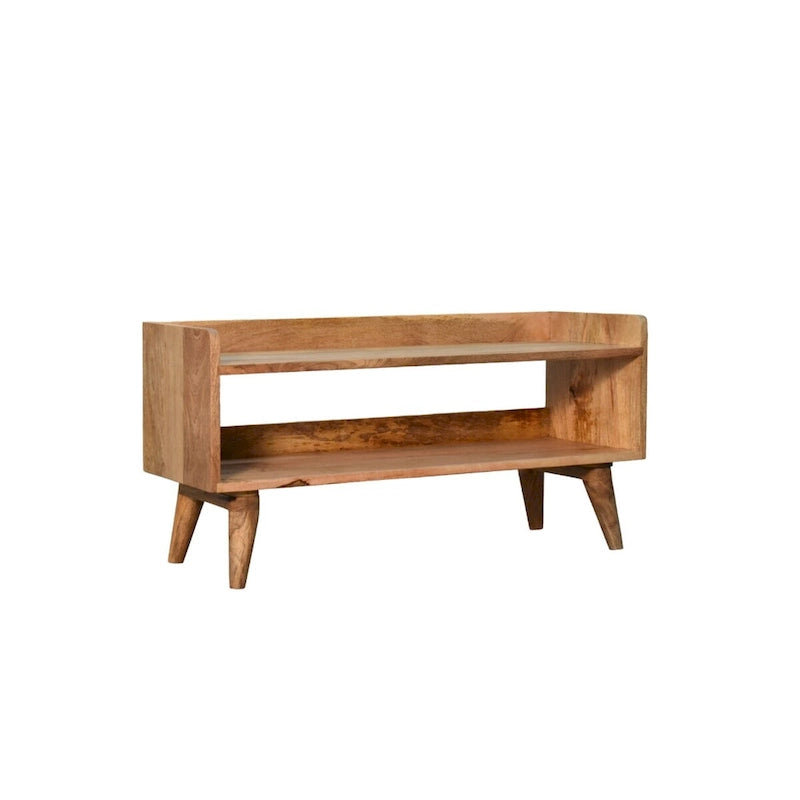 Solid Wood Storage Bench with Oak Finish