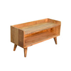 Solid Wood Storage Bench with Oak Finish