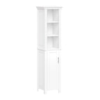 Tall Bathroom Storage Cabinet with Open and Enclosed Shelves - White