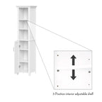 Tall Bathroom Storage Cabinet with Open and Enclosed Shelves - White