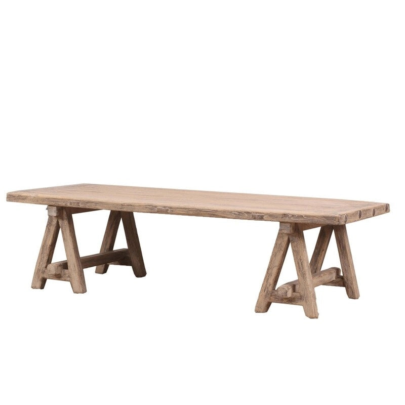 63-Inch Long Coffee Table in Weathered Natural Finish