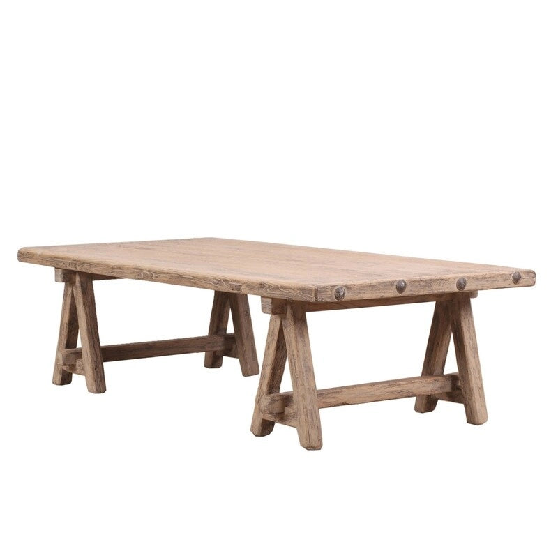 63-Inch Long Coffee Table in Weathered Natural Finish