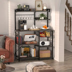 Kitchen Baker's Rack with Power Outlet, LED Light, and Storage Shelves