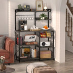 Kitchen Baker's Rack with Power Outlet, LED Light, and Storage Shelves
