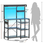 Kitchen Baker's Rack with Power Outlet, LED Light, and Storage Shelves