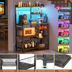 Kitchen Baker's Rack with Power Outlet, LED Light, and Storage Shelves