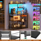 Kitchen Baker's Rack with Power Outlet, LED Light, and Storage Shelves