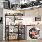 Kitchen Baker's Rack with Power Outlet, LED Light, and Storage Shelves