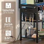 Kitchen Baker's Rack with Power Outlet, LED Light, and Storage Shelves