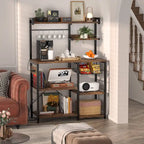 Kitchen Baker's Rack with Power Outlet, LED Light, and Storage Shelves