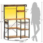 Kitchen Baker's Rack with Power Outlet, LED Light, and Storage Shelves
