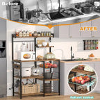 Kitchen Baker's Rack with Power Outlet, LED Light, and Storage Shelves