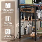Kitchen Baker's Rack with Power Outlet, LED Light, and Storage Shelves