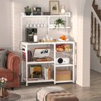 Kitchen Baker's Rack with Power Outlet, LED Light, and Storage Shelves