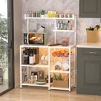 Kitchen Baker's Rack with Power Outlet, LED Light, and Storage Shelves