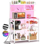 Kitchen Baker's Rack with Power Outlet, LED Light, and Storage Shelves